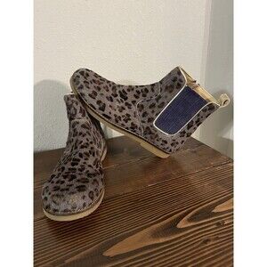 Mini Boden Girls size 37 Side Zip Leopard Print Cowhide Chelsea Boots